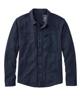 LL Bean  Mens Shirt Jacket large Navy Blue Explorer Snap Front Sweatshirt